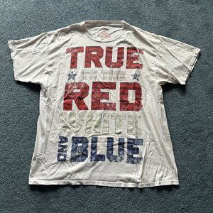 Let's Celebrate! Patriotic White "True To The Red White And Blue" T-Shirt XL